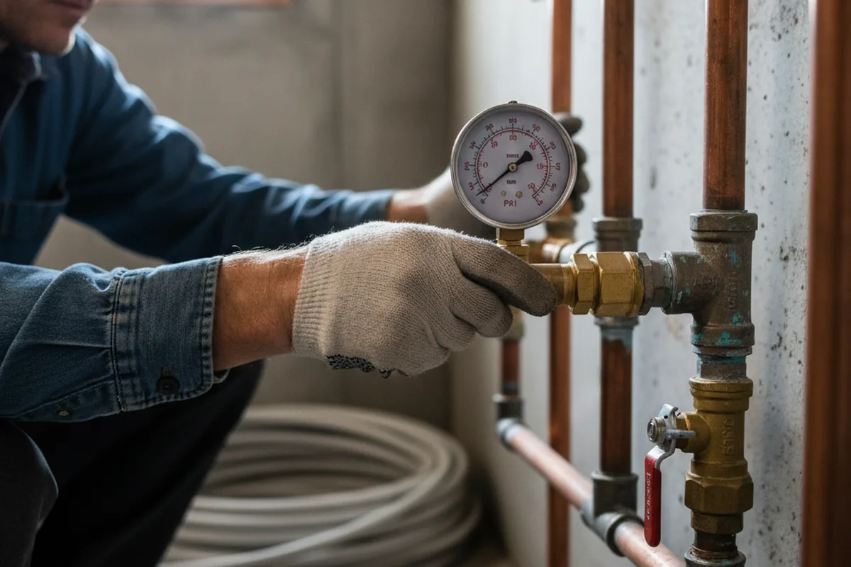 Pressure testing a repaired line during Water Line Repair in Salinas